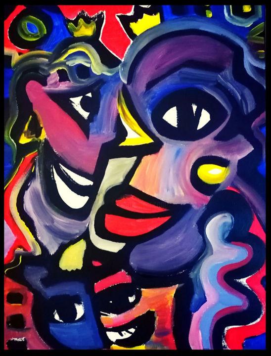 Peinture intitulée "La famille - pièce…" par Nancy Gabel, Œuvre d'art originale, Acrylique