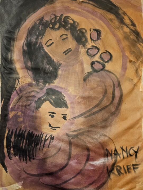 Malerei mit dem Titel "La tendresse" von Nancy Krief, Original-Kunstwerk, Tinte