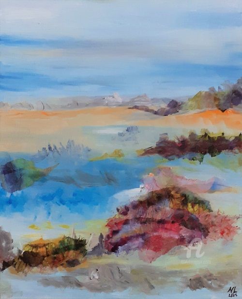 "PAYSAGE 221" başlıklı Tablo Nancy Lopez tarafından, Orijinal sanat, Petrol Ahşap Sedye çerçevesi üzerine monte edilmiş