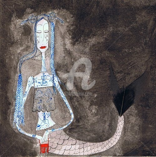 「La sirène」というタイトルの絵画 Nancy Van Reethによって, オリジナルのアートワーク