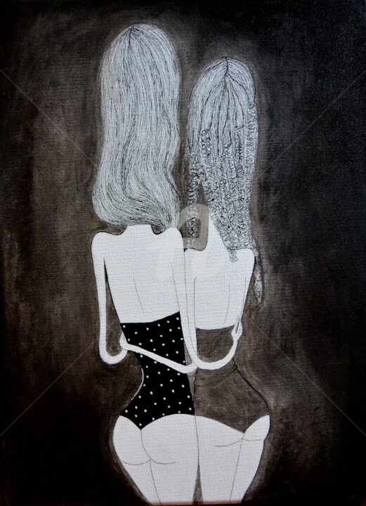 Painting titled "Laksha & Mili" by Nancy Van Reeth, Original Artwork