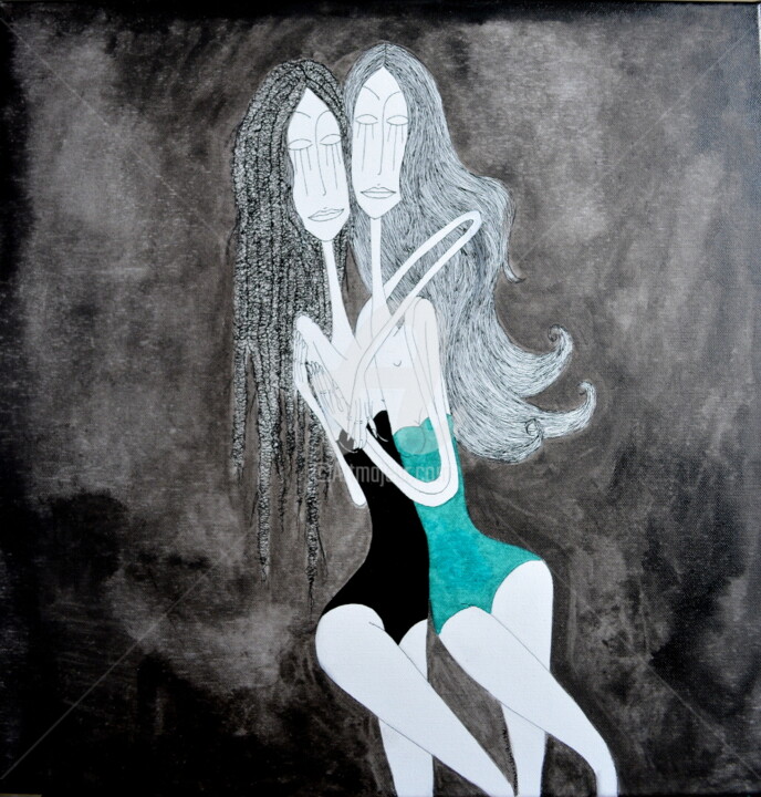 Картина под названием "Lily&Lou" - Nancy Van Reeth, Подлинное произведение искусства