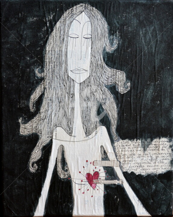 Schilderij getiteld "La fille vaudou" door Nancy Van Reeth, Origineel Kunstwerk