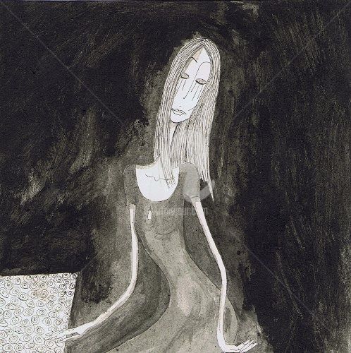 Kioko - Painting, 15x15 cm ©2012 by Nancy Van Reeth -