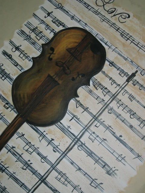 Painting titled "violin,liz_ryan,han…" by Nancy Yates, Original Artwork