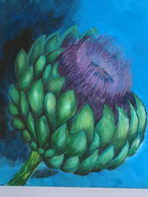 Pintura intitulada "artichoke" por Nancy Yates, Obras de arte originais