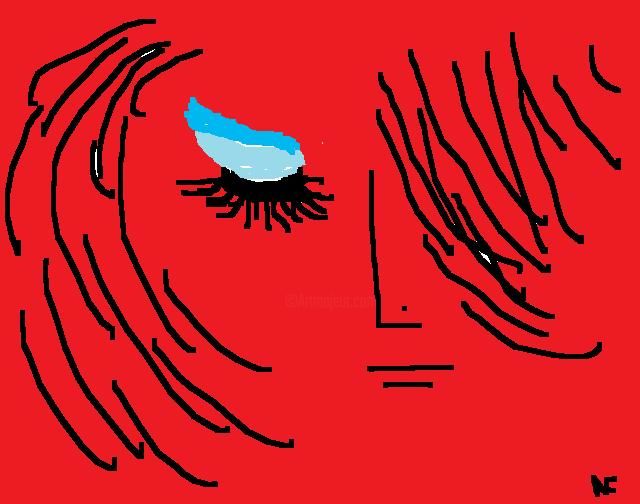Pintura titulada "blue eyeshadow" por Nancy Forever, Obra de arte original, Oleo