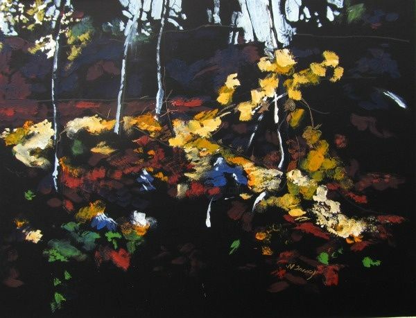 Painting titled "Autumn Woods" by Nancy Tracy, Original Artwork