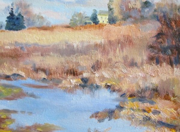 Schilderij getiteld "Wetlands" door Nancy Tracy, Origineel Kunstwerk, Olie