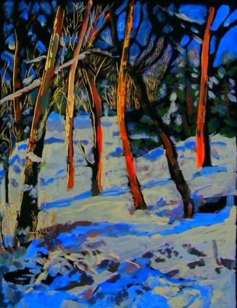 Painting titled "Golden Snow" by Nancy Tracy, Original Artwork, Other