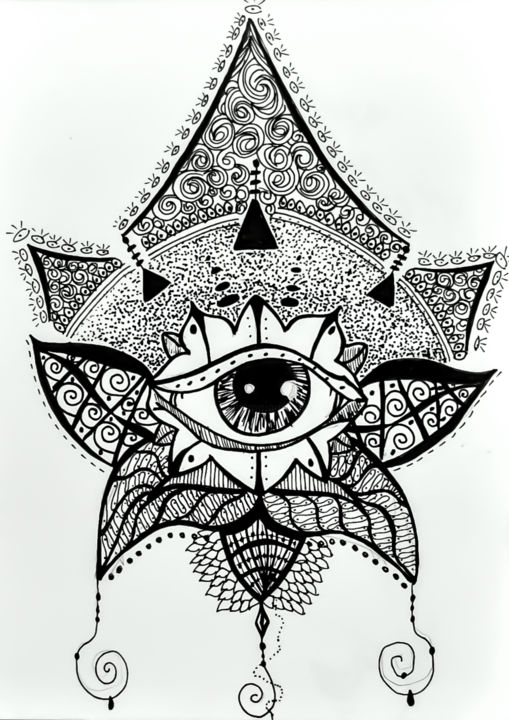 Drawing titled "Eye" by Nanda Lou, Original Artwork, Ink