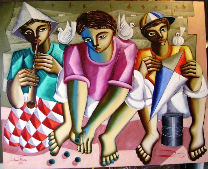 Malerei mit dem Titel "bola.jpg" von Nando Ribeiro, Original-Kunstwerk