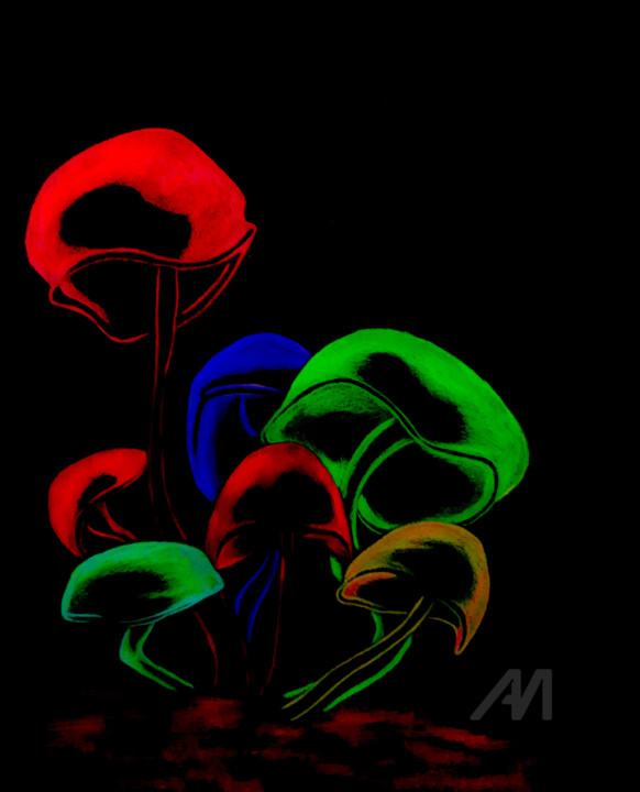 Drawing Colorful Artwork Trippy Mushrooms - Discounts Colorful Artwork