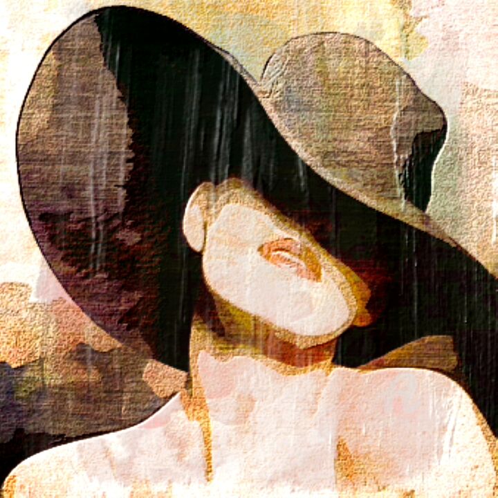 Digital Arts titled "Woman with hat" by Nando Poluakan, Original Artwork, Digital Painting
