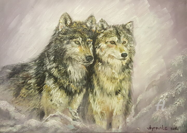 Peinture intitulée "loups" par Nanè Ayrunts, Œuvre d'art originale