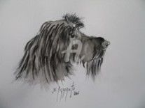 Drawing titled "CHIEN LEVRIER D'IRL…" by Nadine Pizzinato, Original Artwork, Other