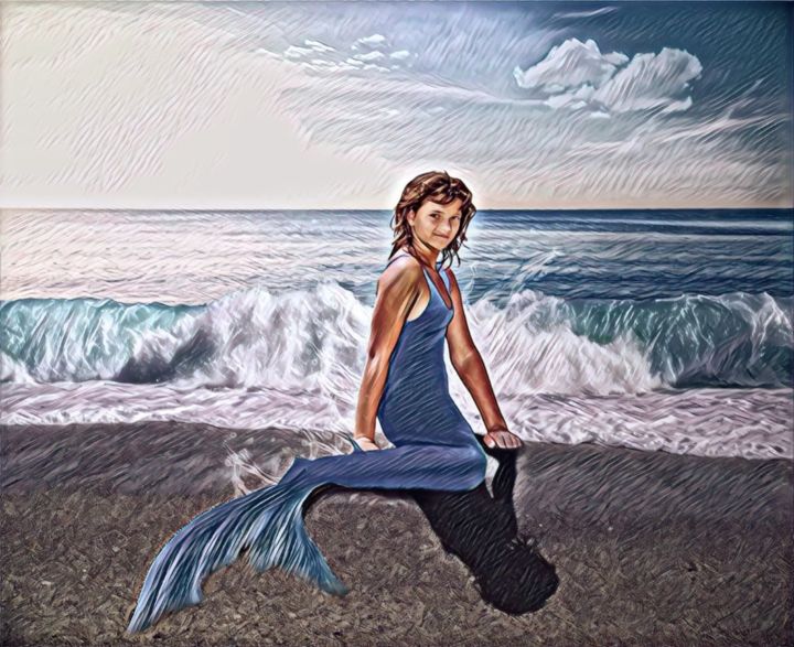 Digital Arts titled "La sirène - The Mer…" by Nanny Silvestre, Original Art, Photo Montage