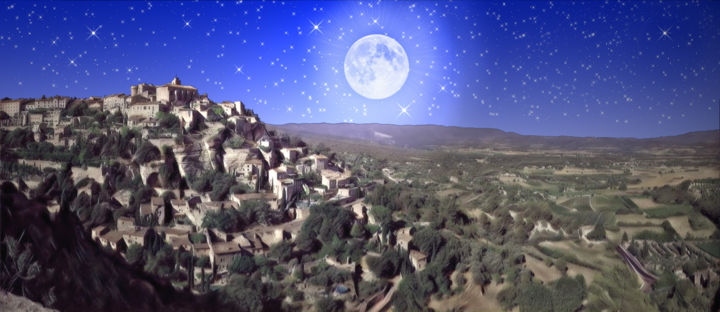 Digital Arts titled "Gordes vue panorami…" by Nanny Silvestre, Original Art, Photo Montage