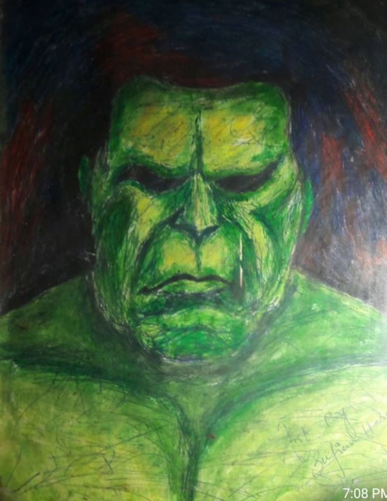 Painting titled "Samoan Hulk" by Naomi Castellano, Original Artwork