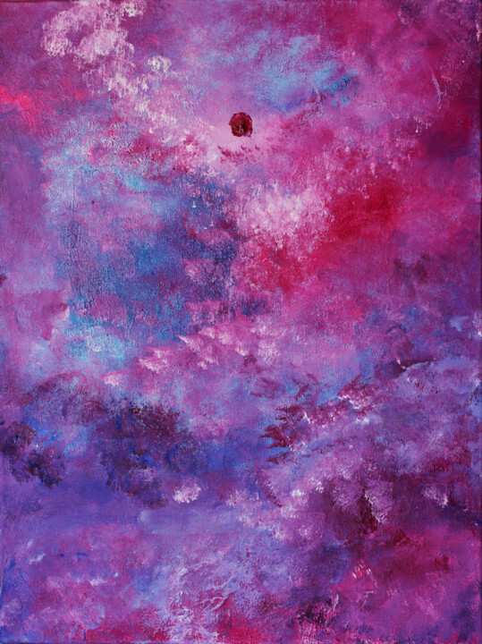 Peinture intitulée "Rose ciel" par Naoual, Œuvre d'art originale, Huile Monté sur Châssis en bois
