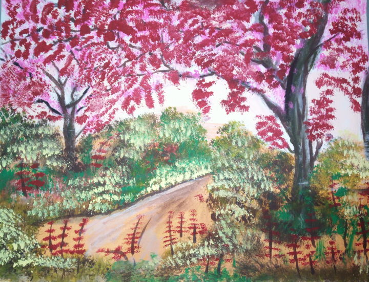 Painting titled "paysage africaine" by Napoleon Kerby, Original Artwork, Acrylic