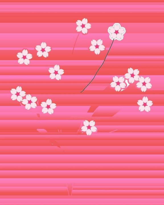 数字艺术 标题为“Flowers on pink bac…” 由Nara Sousa, 原创艺术品, 数字油画