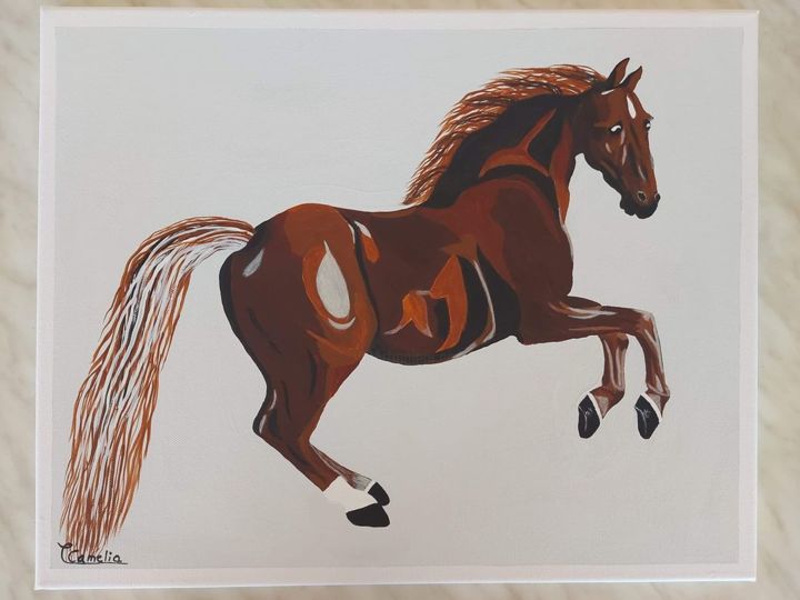 Painting titled "das Pferd" by Narcis Lacatus, Original Artwork, Acrylic