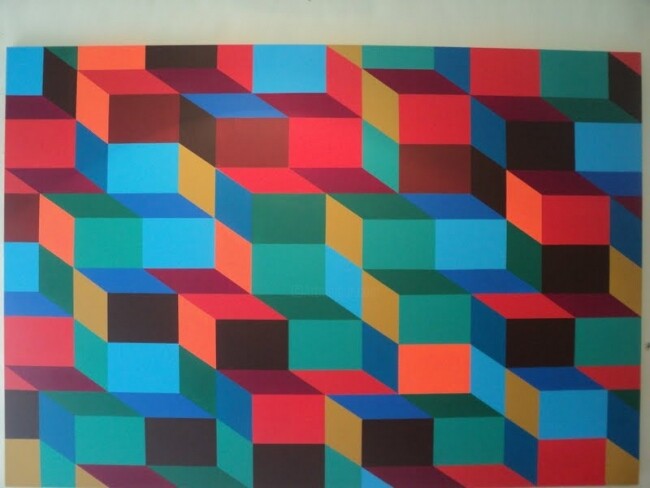 Peinture intitulée "Caixotes Geometricos" par Narciso Conillo Martins (Conillo), Œuvre d'art originale, Huile