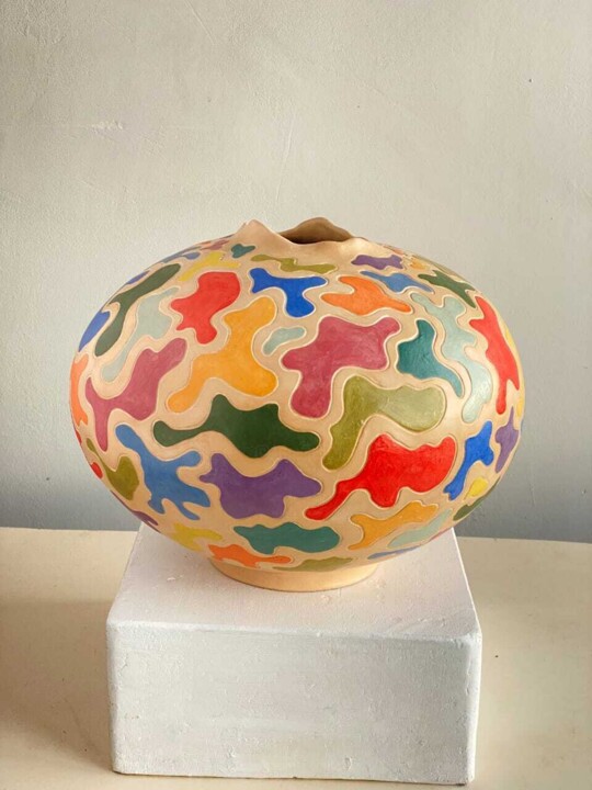 Sculpture titled "Handmade rainbow 1" by Nare Danielyan, Original Artwork, Ceramics