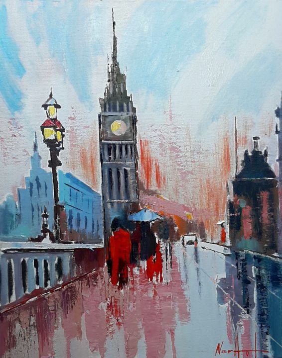 Картина под названием "Big ben (40x50cm, o…" - Narek Jaghacpanyan, Подлинное произведение искусства, Масло Установлен на Под…