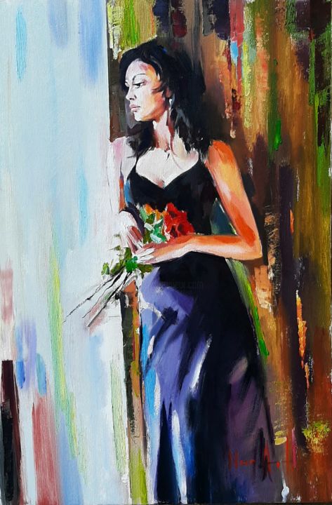 Painting titled "Luxurious (40x60cm,…" by Narek Jaghacpanyan, Original Artwork, Oil Mounted on Wood Stretcher frame