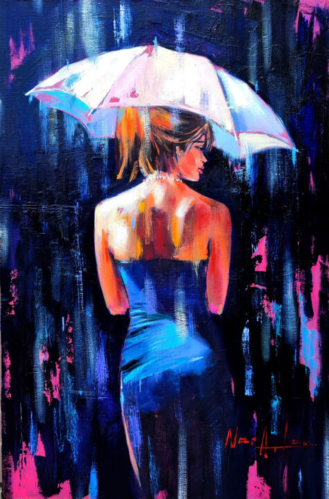 Картина под названием "Rainy (60x40cm, oil…" - Narek Jaghacpanyan, Подлинное произведение искусства, Масло Установлен на Дер…