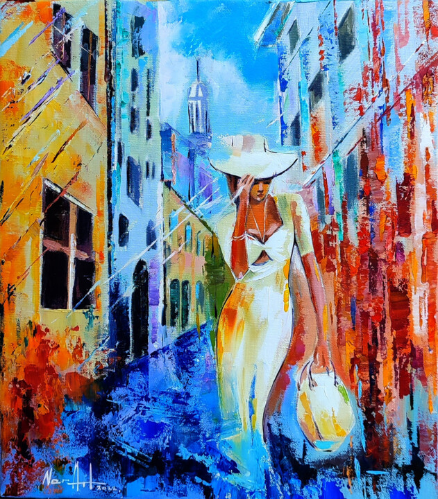 Painting titled "She (50x40cm, oil/c…" by Narek Jaghacpanyan, Original Artwork, Oil Mounted on Wood Stretcher frame