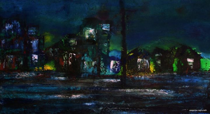Painting titled "cityline" by Narendraraghunath, Original Artwork