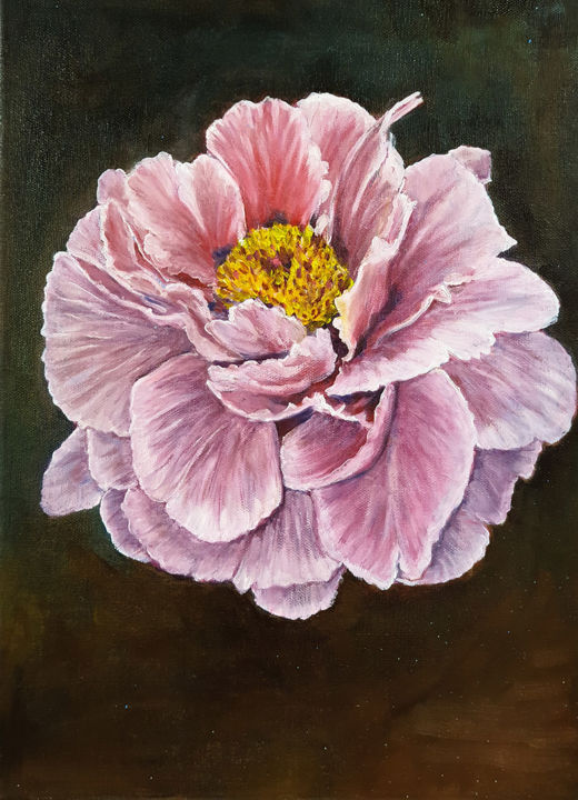 Painting titled "Impressive peonies" by Seoyeon Kim, Original Artwork, Oil