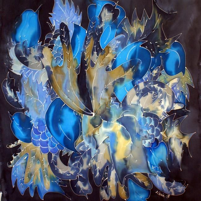 Painting titled "blue autumn" by Narin, Original Artwork, Oil