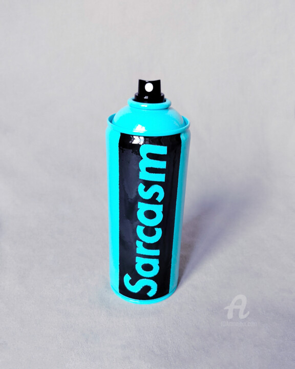 Sculpture intitulée "Sarcasm Spray Can T…" par Na$H, Œuvre d'art originale, Bombe aérosol