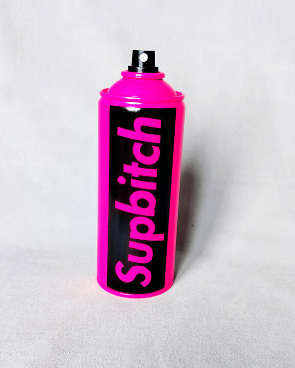 Sculpture titled "Supbitch Spray Can…" by Na$H, Original Artwork, Spray paint