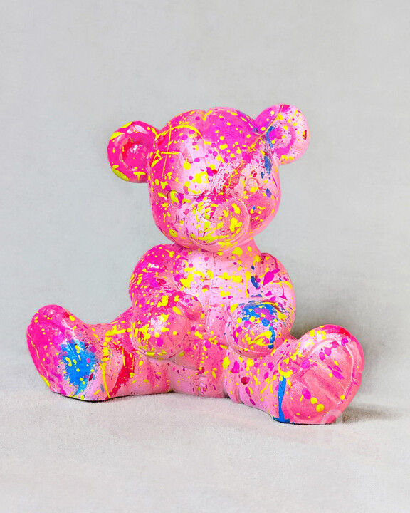 Sculpture titled "Abs Teddy Pink" by Na$H, Original Artwork, Acrylic