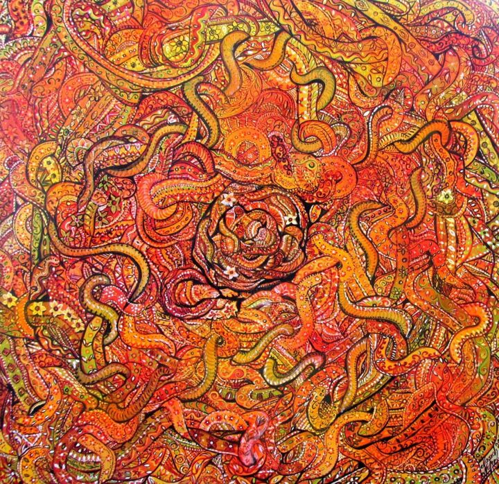 Peinture intitulée "Mandala" par Nasrah Nefer, Œuvre d'art originale, Acrylique