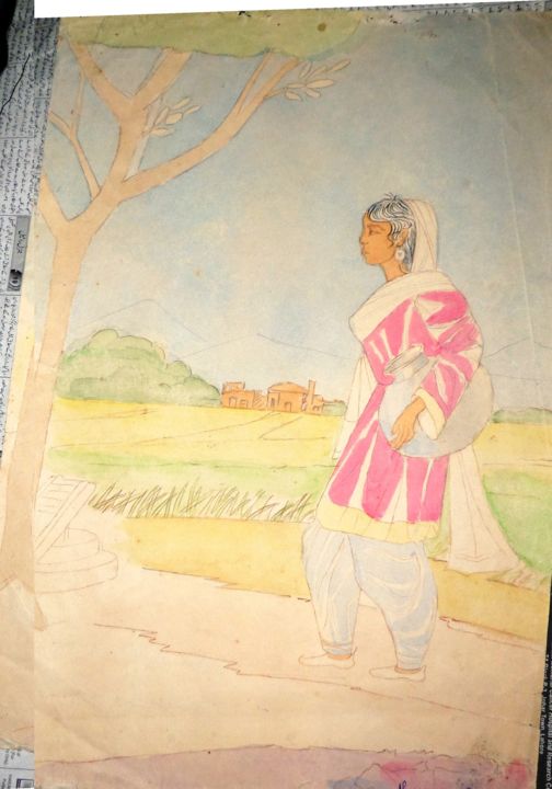 Malarstwo zatytułowany „punjabi folk” autorstwa Nasreen Suhail, Oryginalna praca