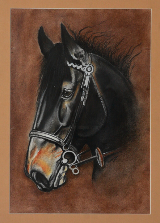 Painting titled "Stallion" by Nasser Chakkiwala, Original Artwork, Pastel