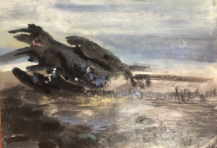 Painting titled "Grey blue" by Nastaran Naderi, Original Art, Acrylic