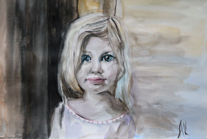 Painting titled "Дарья" by Anastasia Kolesnikova, Original Artwork, Watercolor