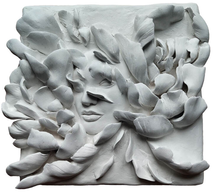 Картина под названием "In Bloom" - Nastassia Karpenkova, Подлинное произведение искусства, Гипс Установлен на Деревянная пан…