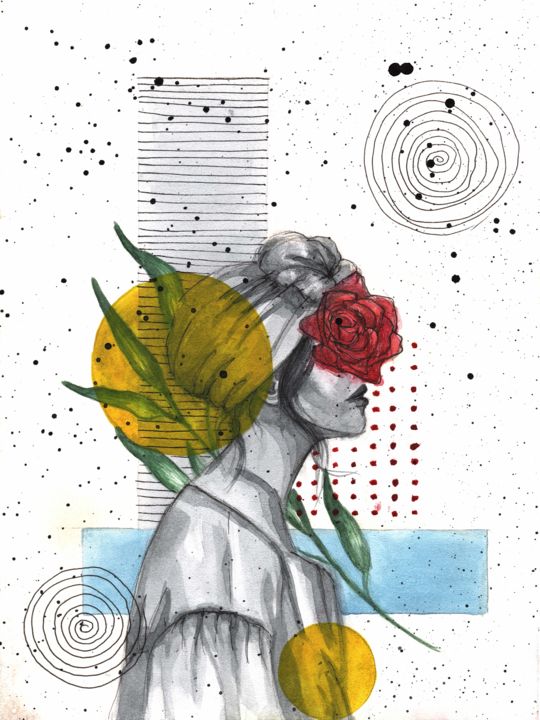 "Faceless" başlıklı Tablo Anastasiya Dubov tarafından, Orijinal sanat, Suluboya