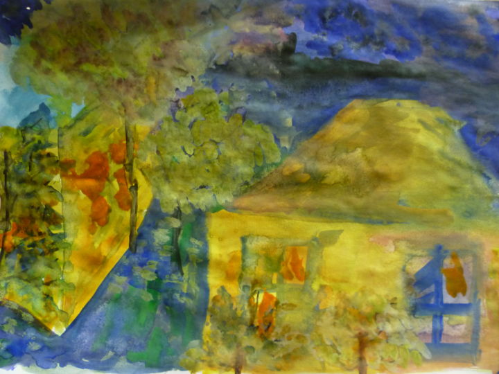 Картина под названием "милый вид из окна м…" - Настя, Подлинное произведение искусства, Гуашь