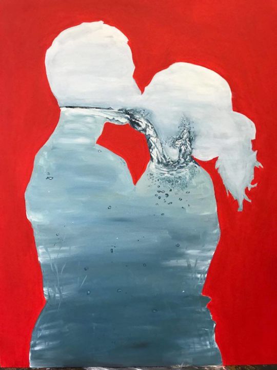 Painting titled "GIve Me Your Love" by Nastia Konieva, Original Artwork, Acrylic