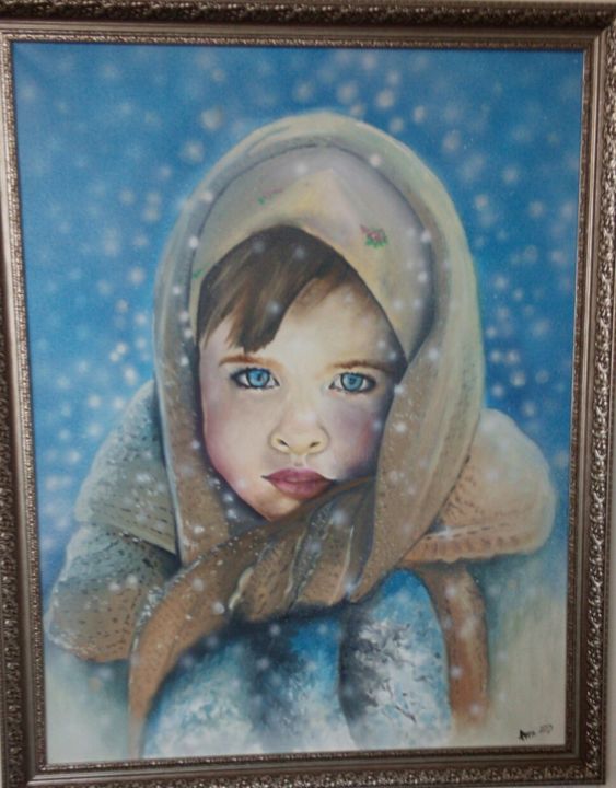 Painting titled "Холод" by Anastasiia Farafoshina, Original Artwork, Oil