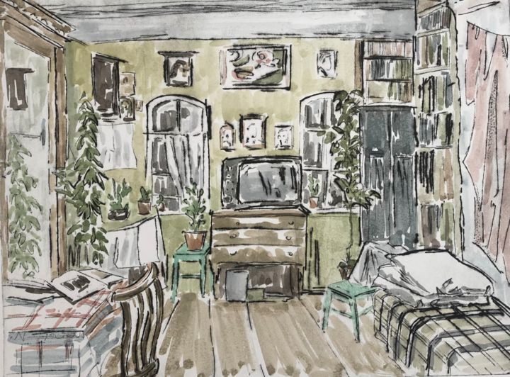 Obrazy i ryciny zatytułowany „A room” autorstwa Nastya Chernenko, Oryginalna praca, Rytownictwo